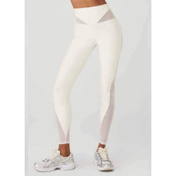 ALO Yoga Pants - ALO YOGA Airlift Mesh Allure High Waist Leggings in Ivory White Size Small